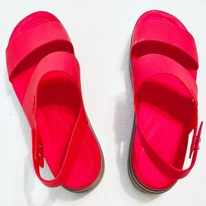 Crocs Brooklyn Low Wedge Sandals in dark orange or orange red - size 8